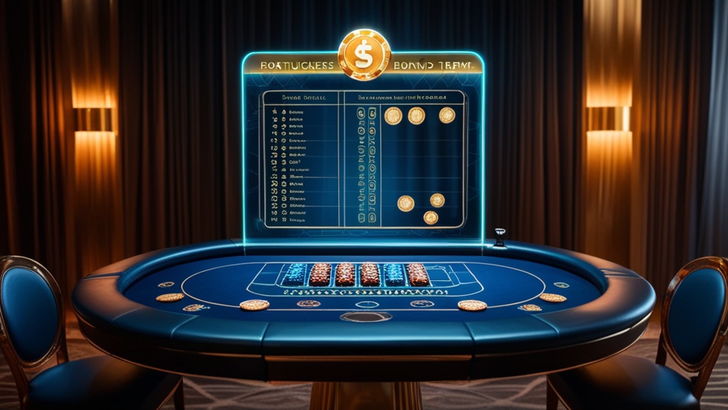Tabela de termos e limites de bónus num ambiente de casino escuro