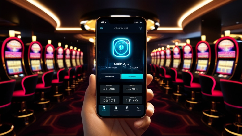 Ecrã de telemóvel com a app Posido num ambiente de casino escuro